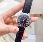 Fake Cartier Ballon Bleu Quartz Watches Ss Black Roman Face 36mm